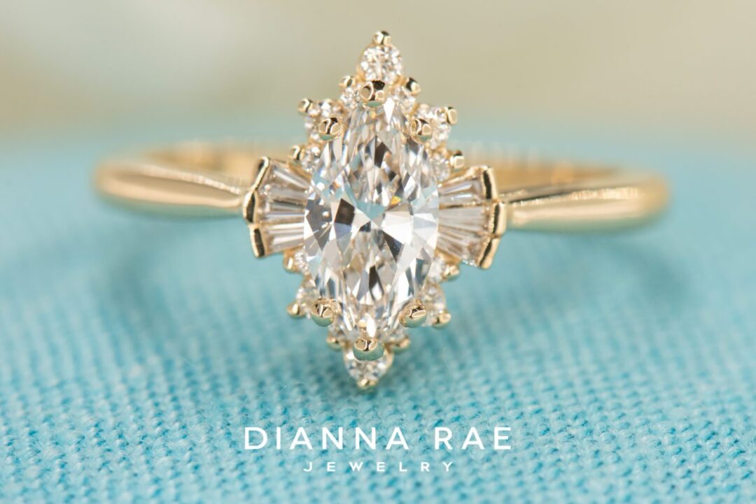 14k Yellow Gold Marquise Ballerina Engagement Ring - Image 6