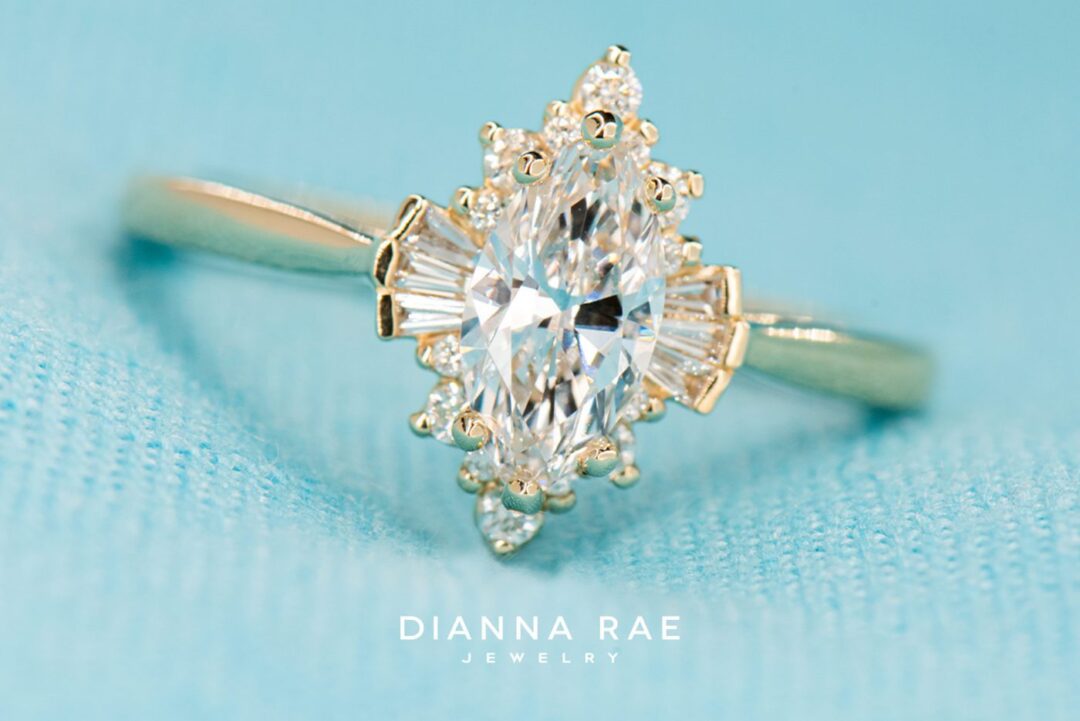 14k Yellow Gold Marquise Ballerina Engagement Ring - Image 4