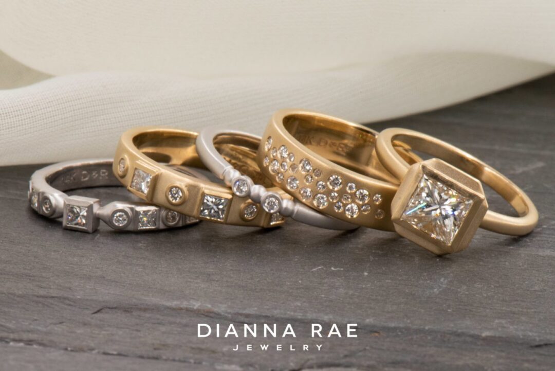 14k White & Yellow Gold Diamond Stackables - Remount - Image 6