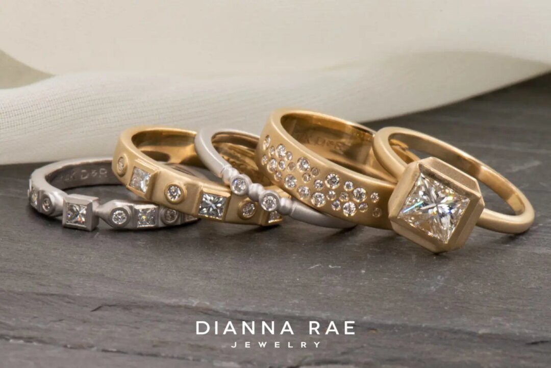 14k White & Yellow Gold Diamond Stackables - Remount - Image 3