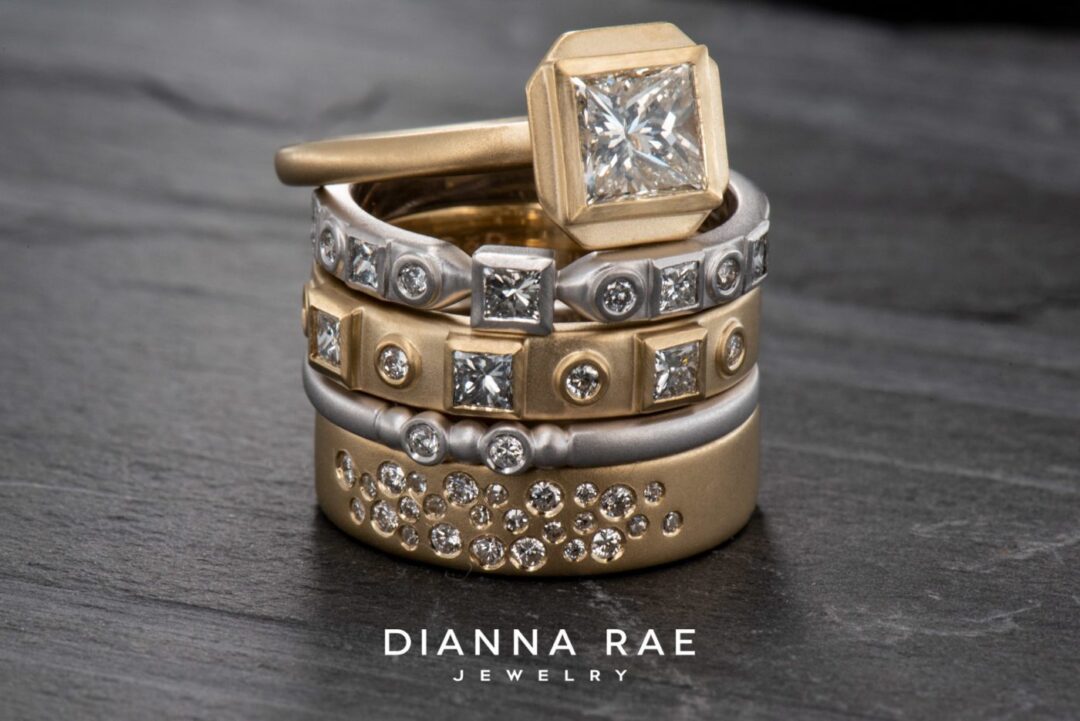 14k White & Yellow Gold Diamond Stackables - Remount - Image 4
