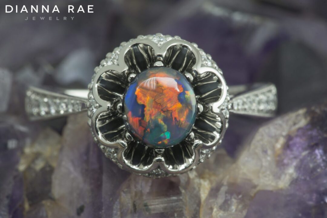 Platinum Black Opal Ring