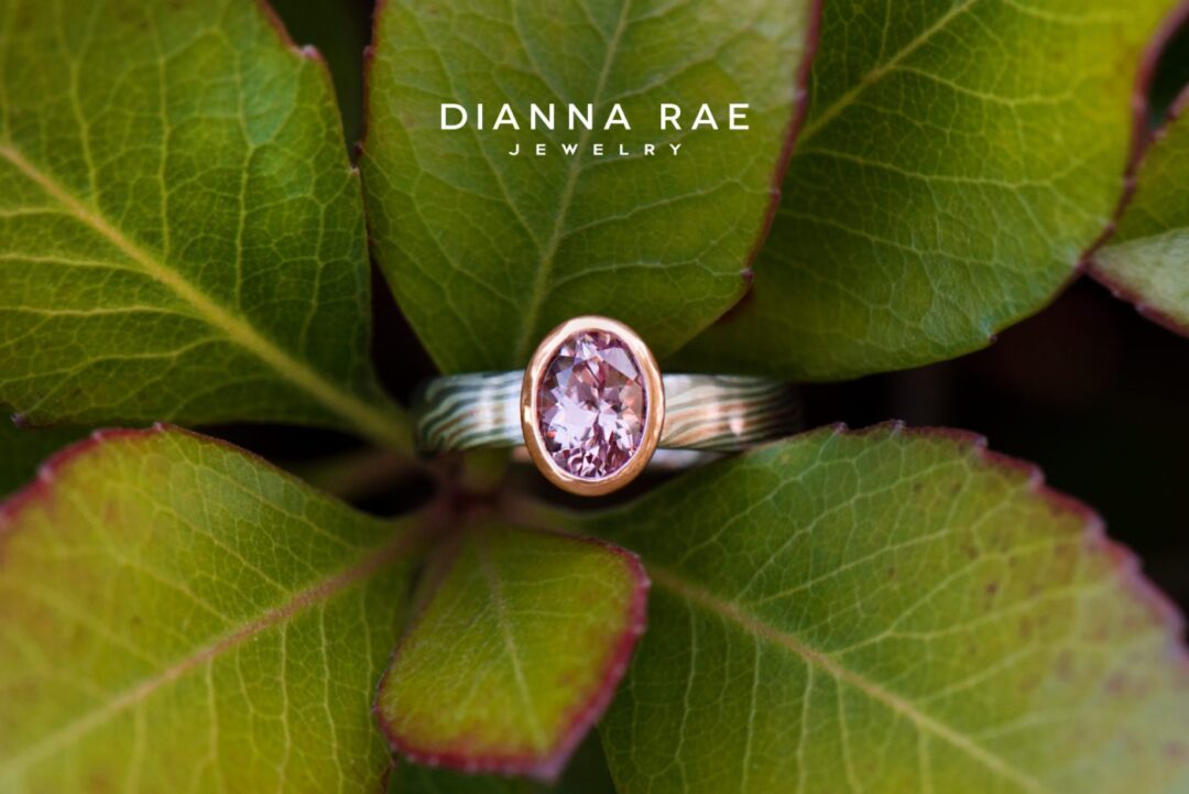 Lotus Garnet Ring with Mokume Gane