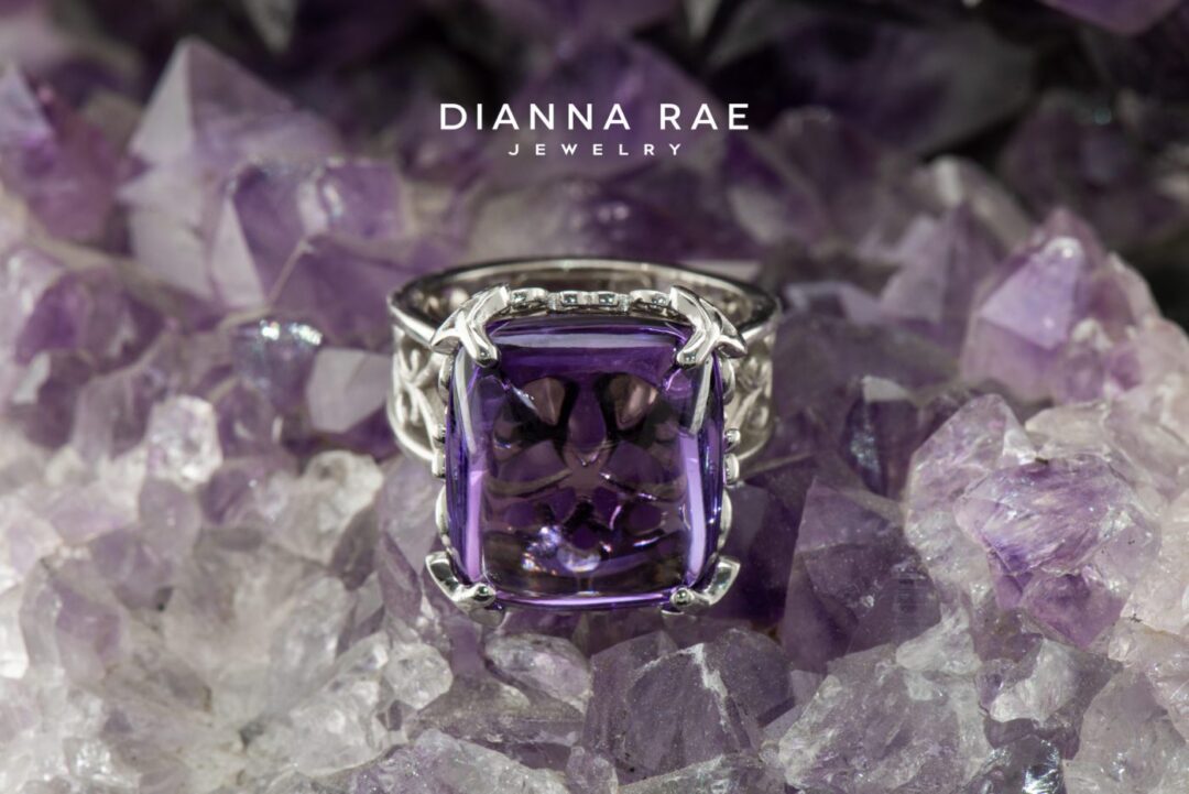 Purple Pool White Gold Amethyst Fashion Filigree Ring - Image 6