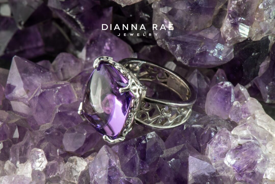 Purple Pool White Gold Amethyst Fashion Filigree Ring - Image 5