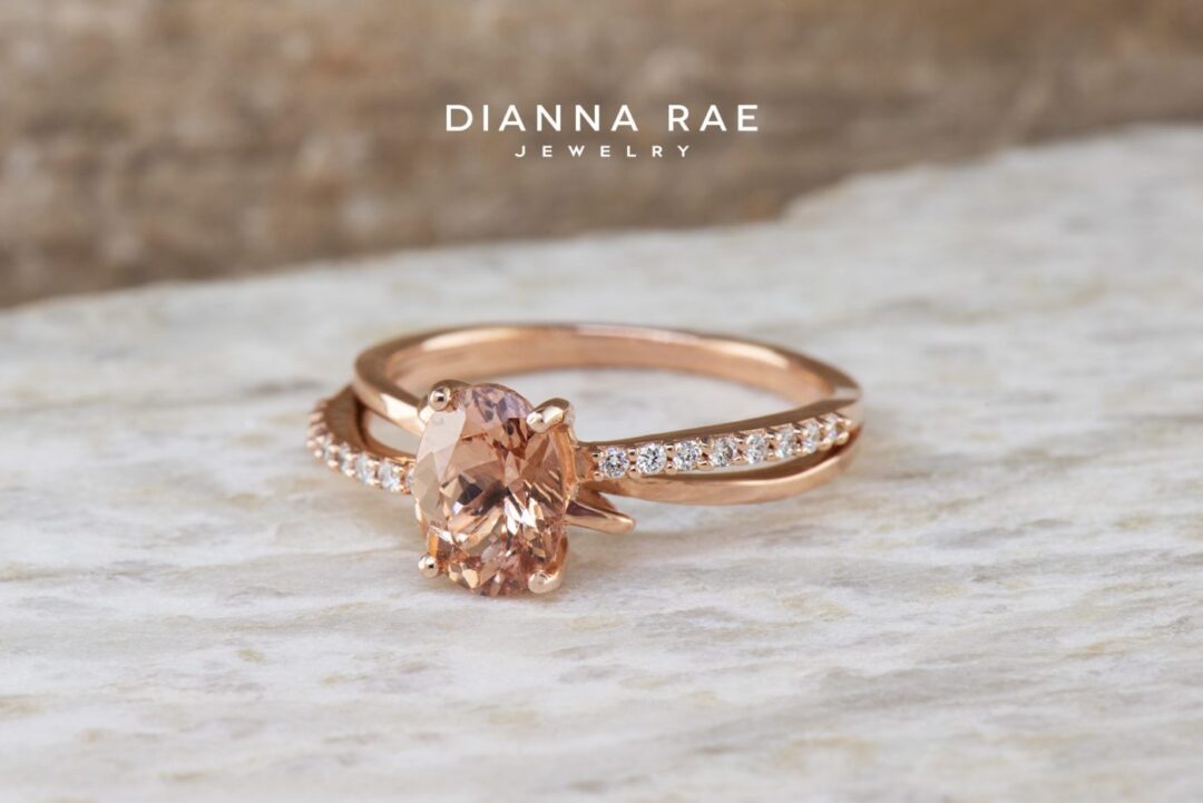 Rose Gold Lotus Garnet Modern Diamond Twist Fashion Ring