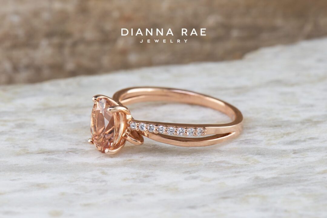 Rose Gold Lotus Garnet Modern Diamond Twist Fashion Ring - Image 2