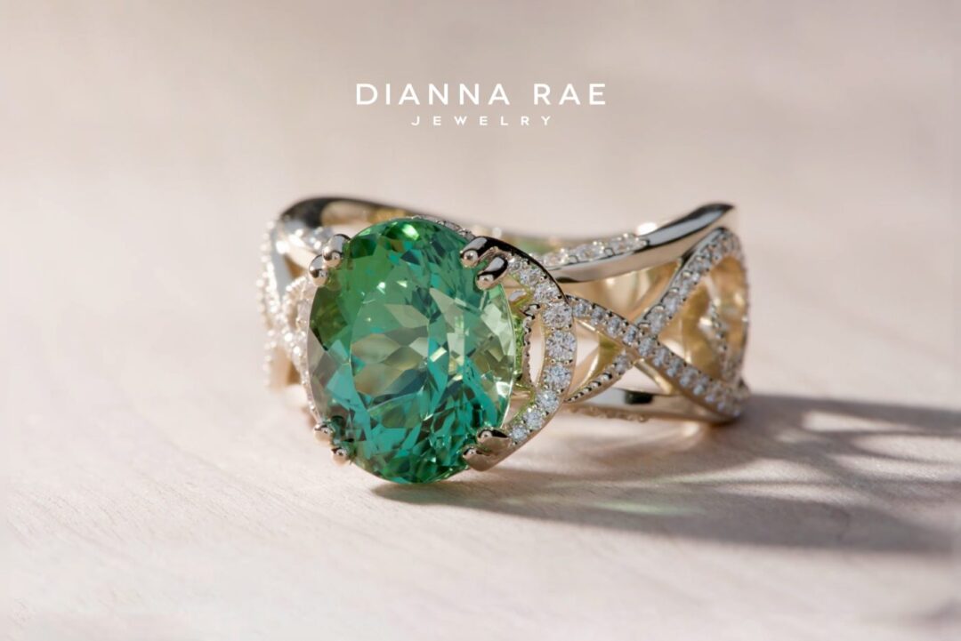 Harmony, Mint Green Tourmaline and Diamond Ring - Image 6