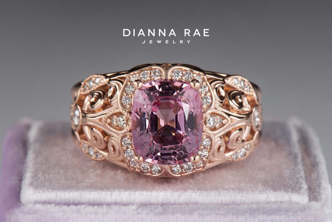 Rosemary - Rose Gold Pink Spinel and Diamond Cocktail Ring
