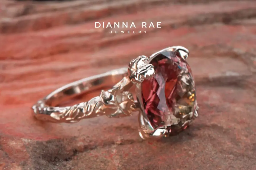 Yellow Gold Oval Parti-Color Tourmaline Organic Cocktail Ring