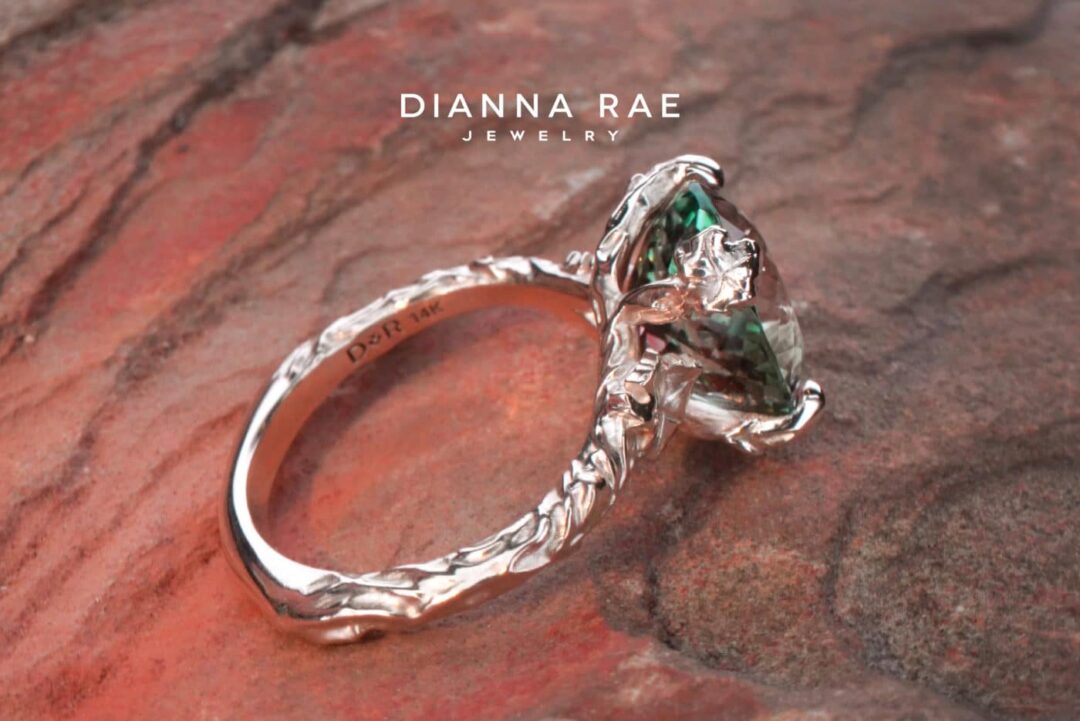 Yellow Gold Oval Parti-Color Tourmaline Organic Cocktail Ring - Image 3