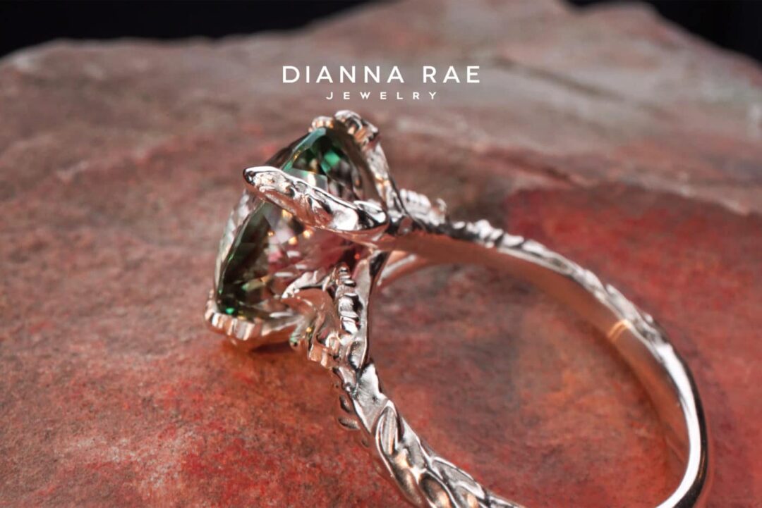 Yellow Gold Oval Parti-Color Tourmaline Organic Cocktail Ring - Image 4
