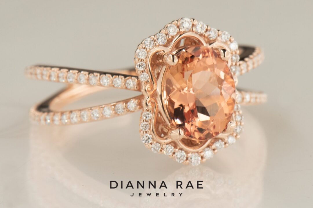 14k Rose Gold Imperial Topaz and Diamond Ring - Image 4