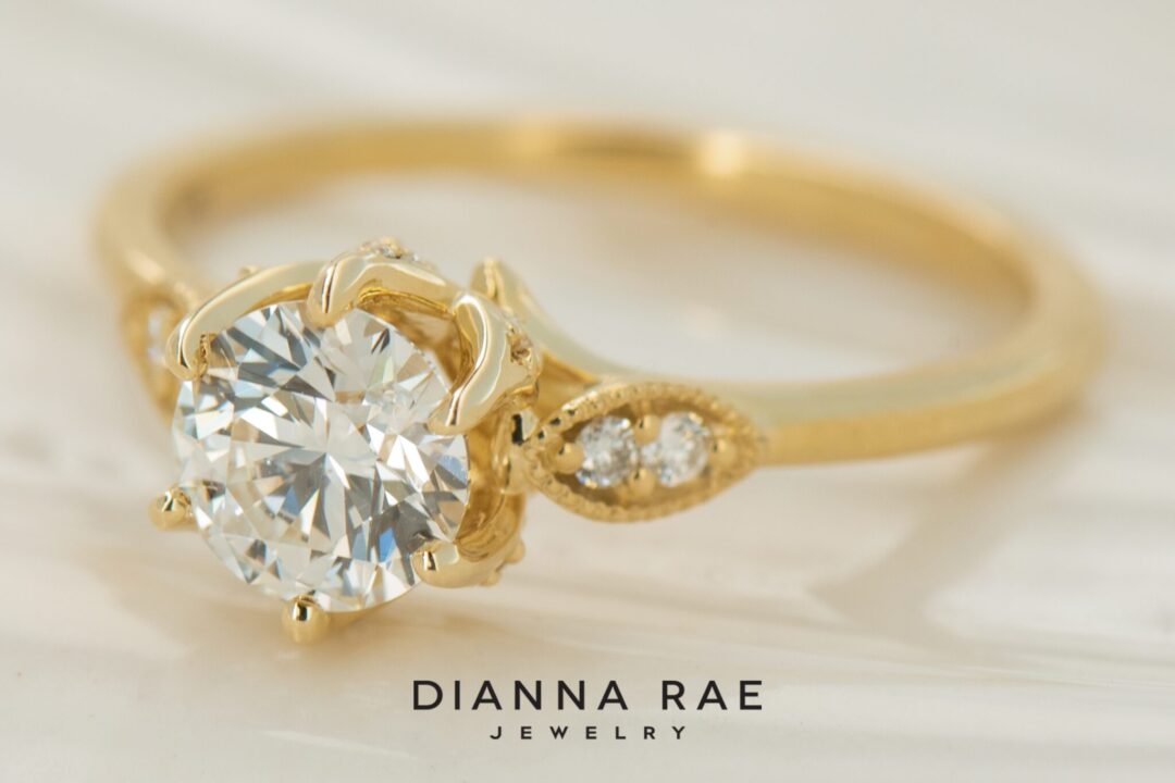 14k Yellow Gold Lab Grown Diamond Ring - Modified Dahlia - Image 3