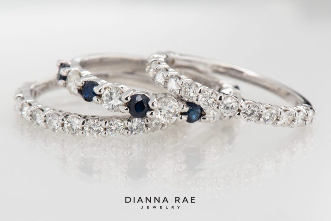 14k White Gold Diamond And Sapphire Stackables - Remount - Image 6