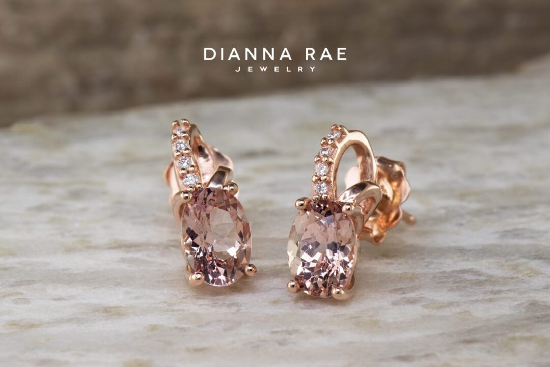 Rose Gold Lotus Garnet and Diamond Drop Earrings