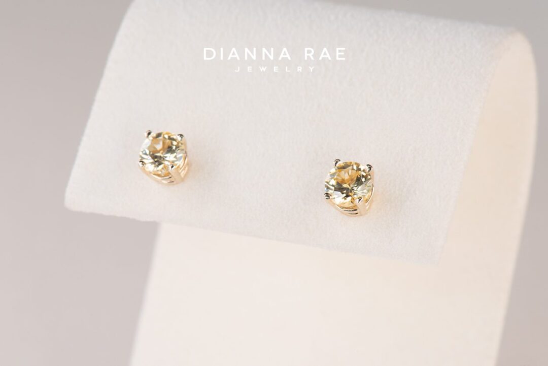Yellow Gold Round Yellow Sapphire Stud Earrings (4.5mm)