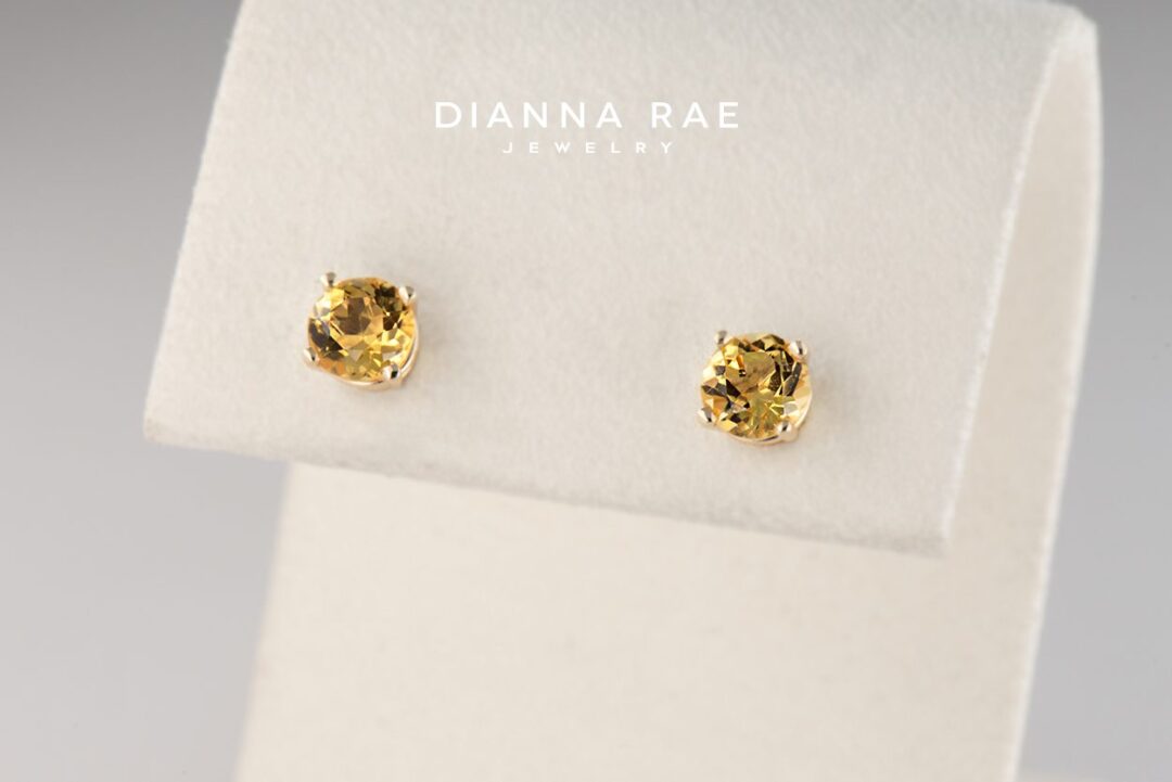 Yellow Gold Round Yellow Beryl Stud Earrings (5.0mm)