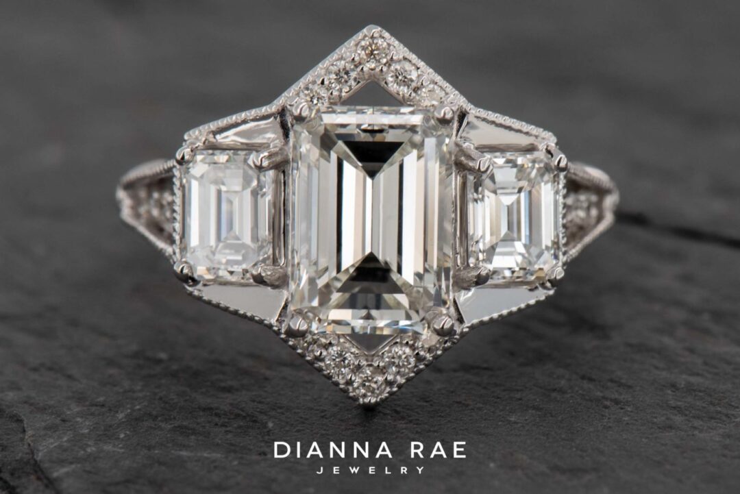 14k White Gold Three-Stone Diamond Ring - Remount