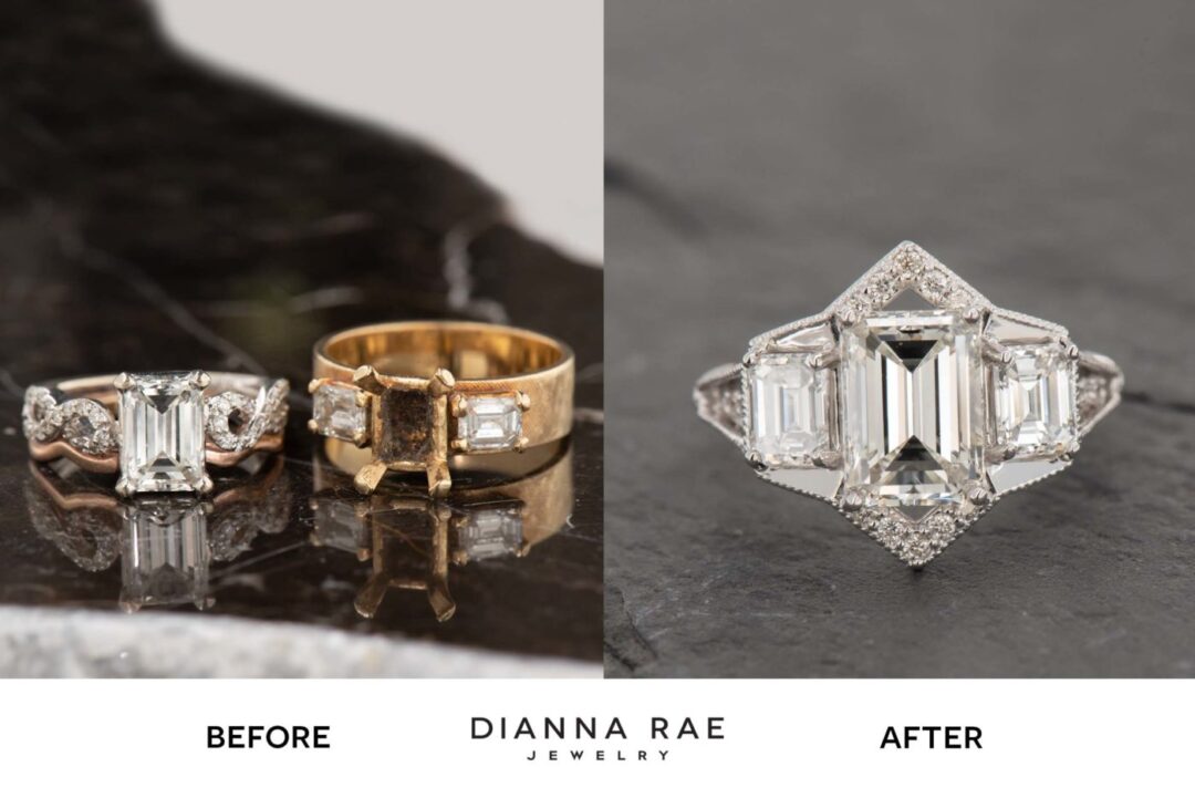 14k White Gold Three-Stone Diamond Ring - Remount - Image 2