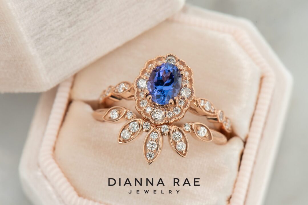 14k Rose Gold Tanzanite and Diamond Ring - Modified Magnolia - Image 4