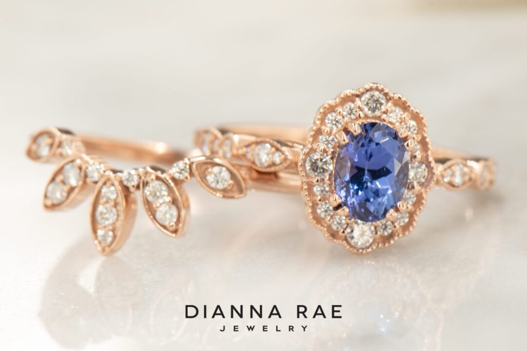 14k Rose Gold Tanzanite and Diamond Ring - Modified Magnolia - Image 6