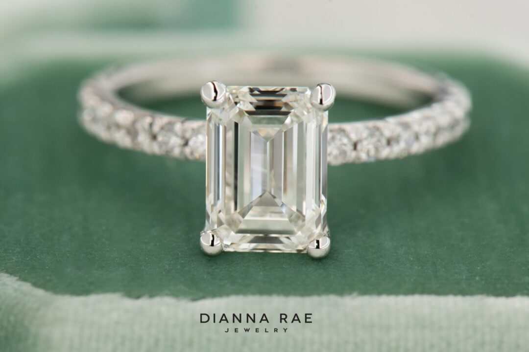 14k White Gold 2ct Lab Grown Diamond Emerald Cut Ring - Image 3