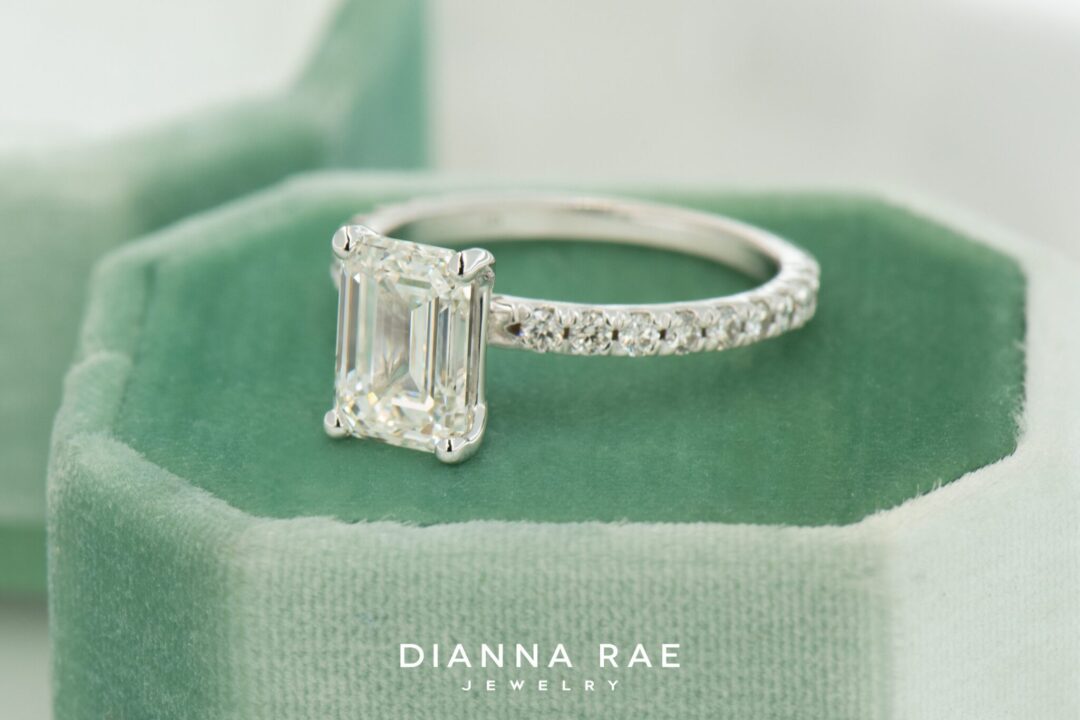 14k White Gold 2ct Lab Grown Diamond Emerald Cut Ring - Image 4