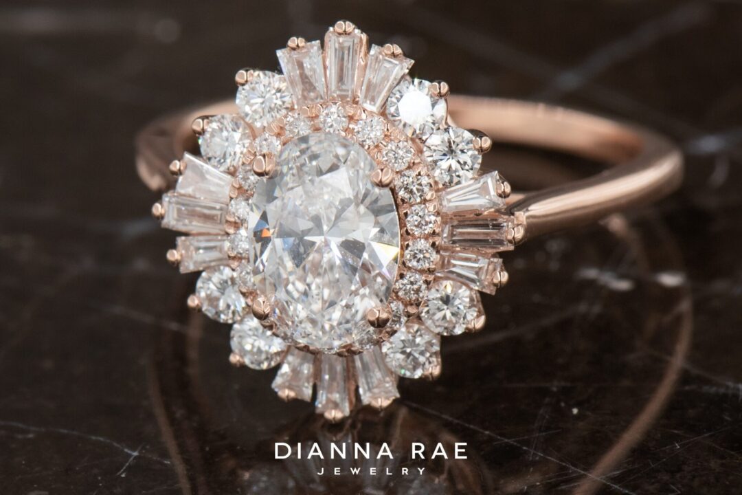 14k Rose Gold Diamond Ballerina Style Engagement Ring - Image 4