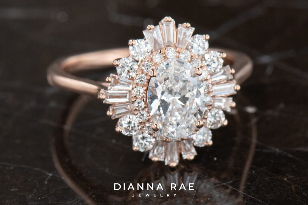 14k Rose Gold Diamond Ballerina Style Engagement Ring - Image 3