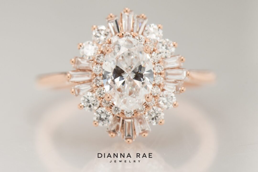 14k Rose Gold Diamond Ballerina Style Engagement Ring - Image 2