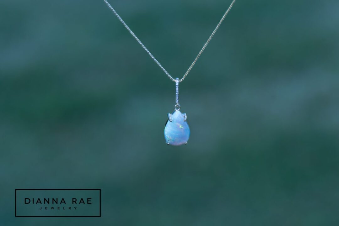 Pear White Opal Drop Pendant