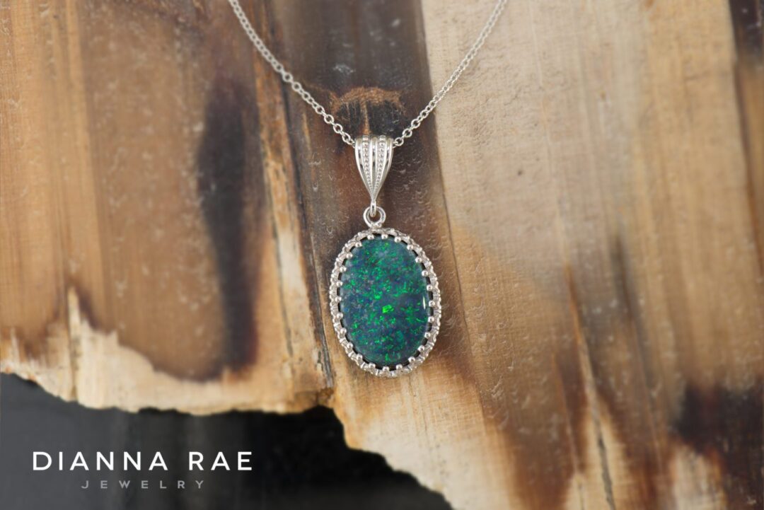 Black Opal Crown Pendant