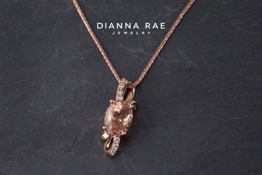 Rose Gold Lotus Garnet Pendant with Diamond Accents