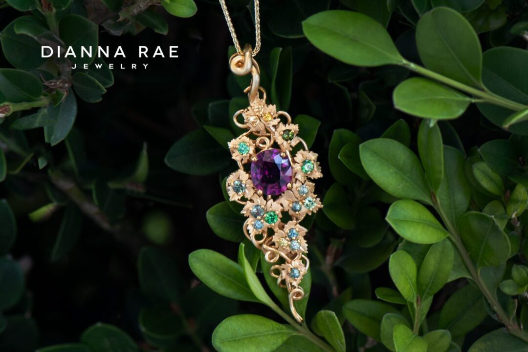 Garnet Vines, Purple Garnet and Multi-Color Sapphire Pendant - Image 3