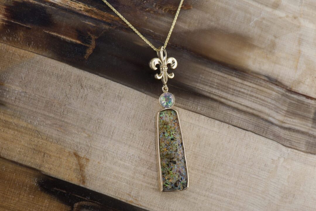 Yellow Gold Louisiana Opal Pendant