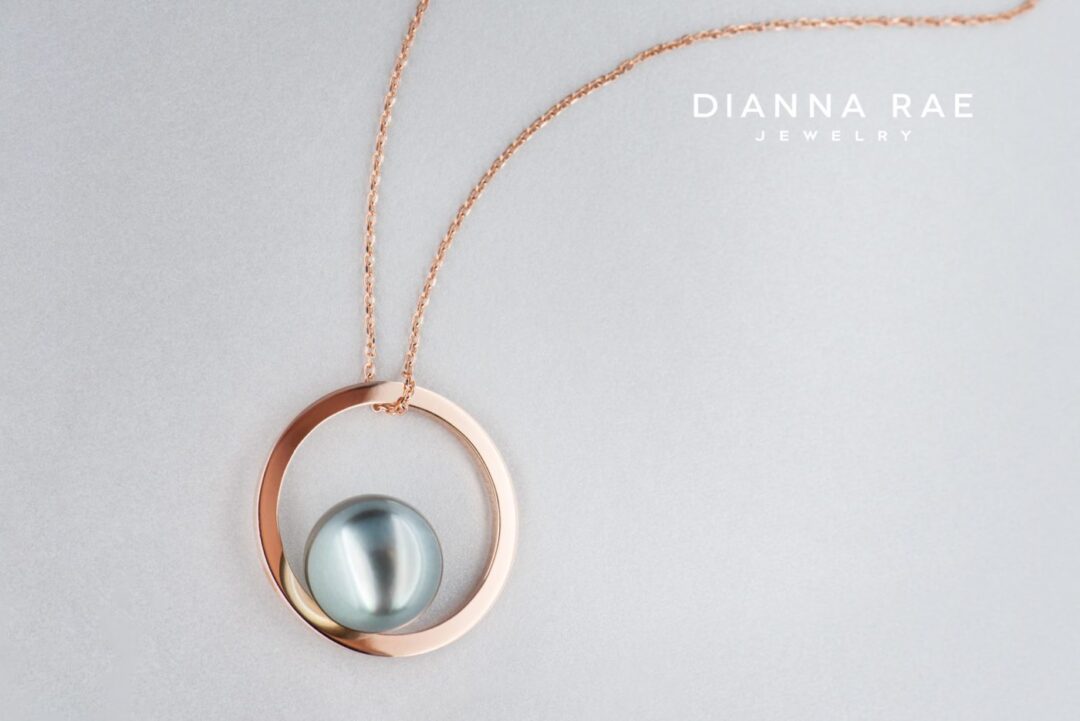 Rose Gold Tahitian Pearl Modern Pendant