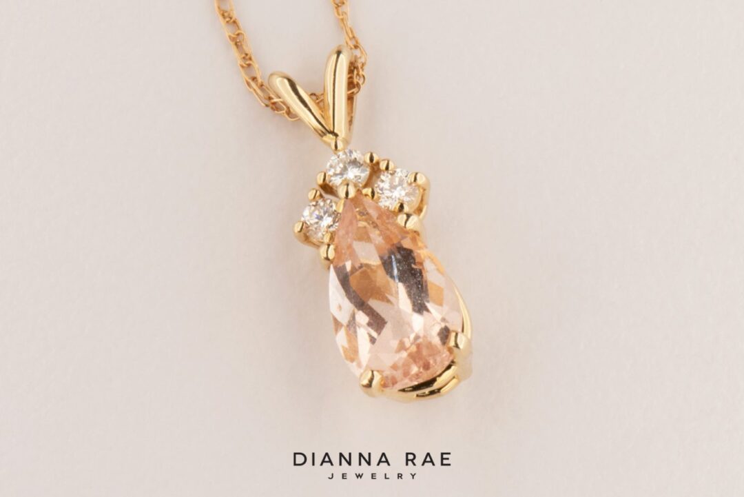 White Gold Morganite Cluster Pendant - Image 2