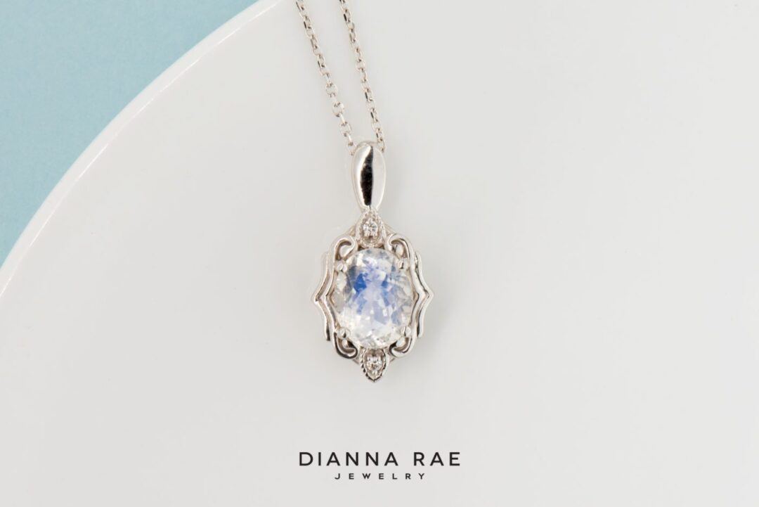 White Gold Moonstone Pendant - Image 2