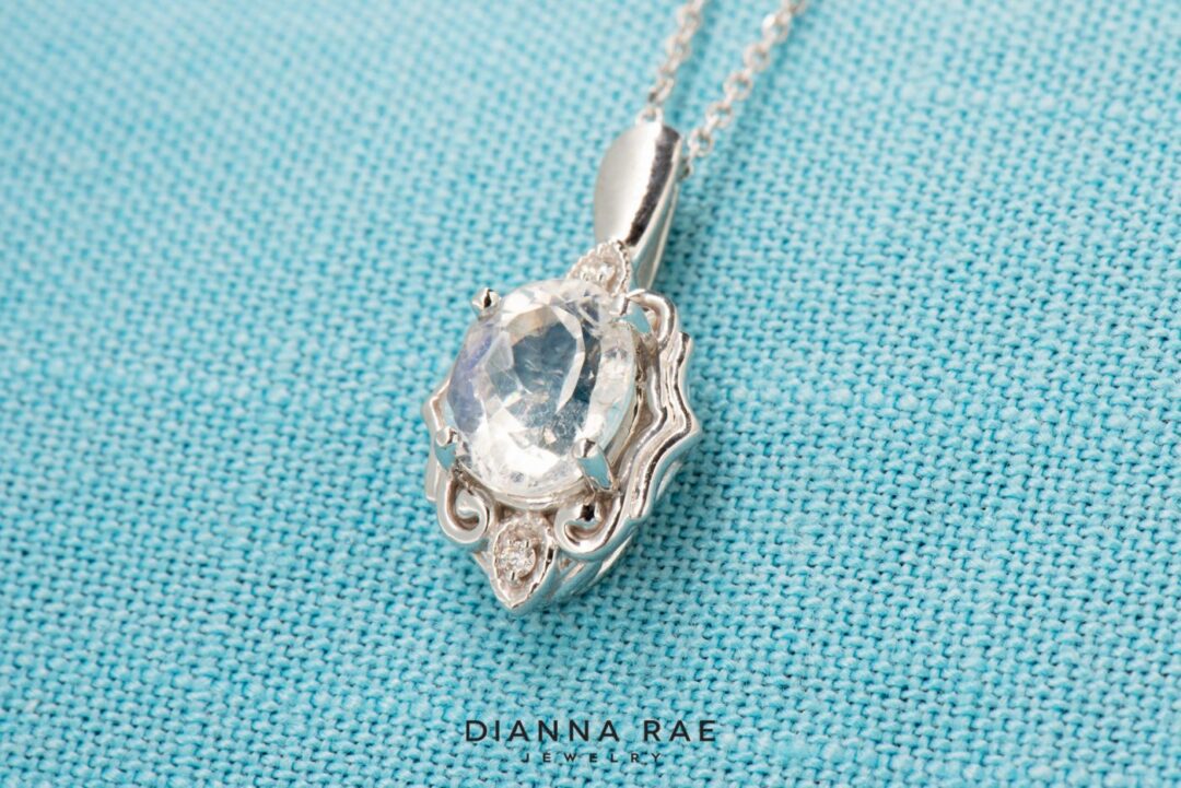 White Gold Moonstone Pendant - Image 3