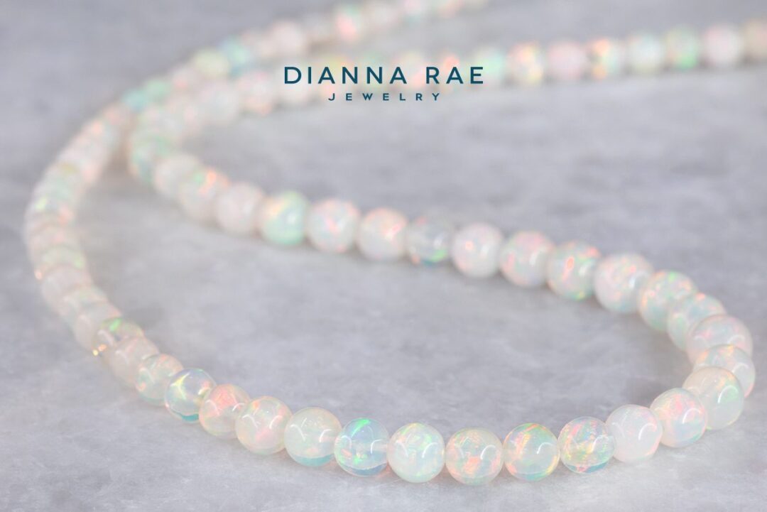 18" Yellow Gold Ethiopian Opal Beaded Necklace Strand