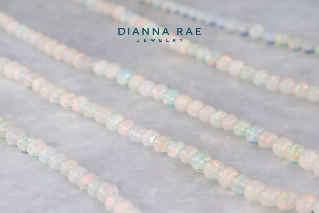 18" Yellow Gold Ethiopian Opal Beaded Necklace Strand - Image 2