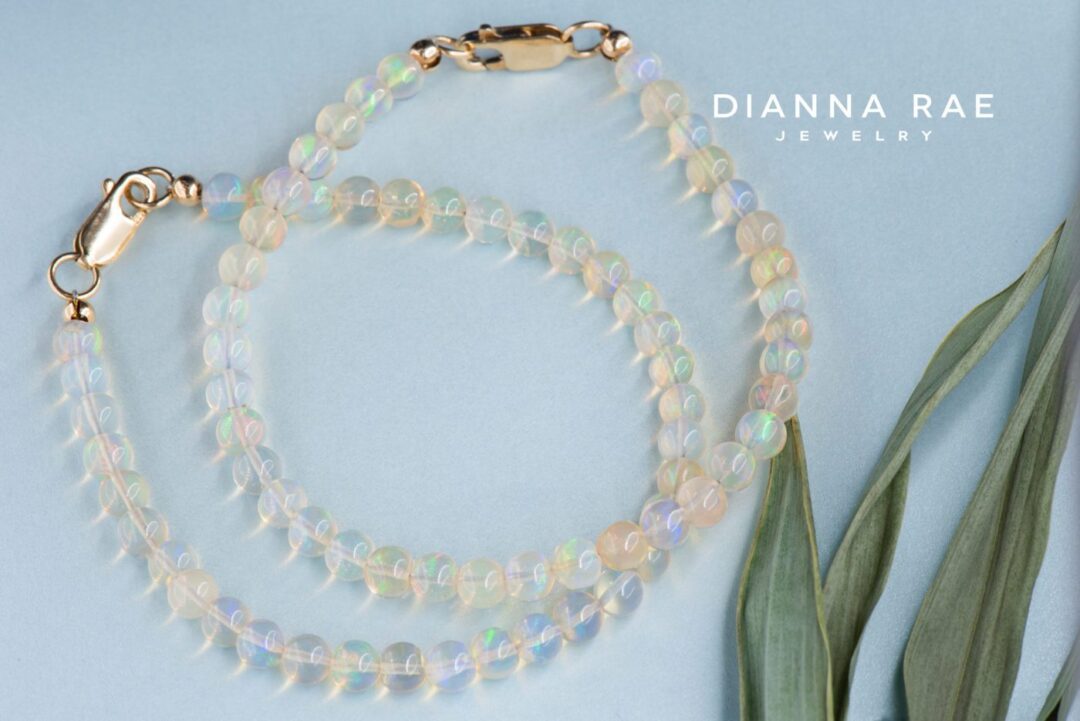 Yellow Gold Ethiopian Opal Bead Bracelet