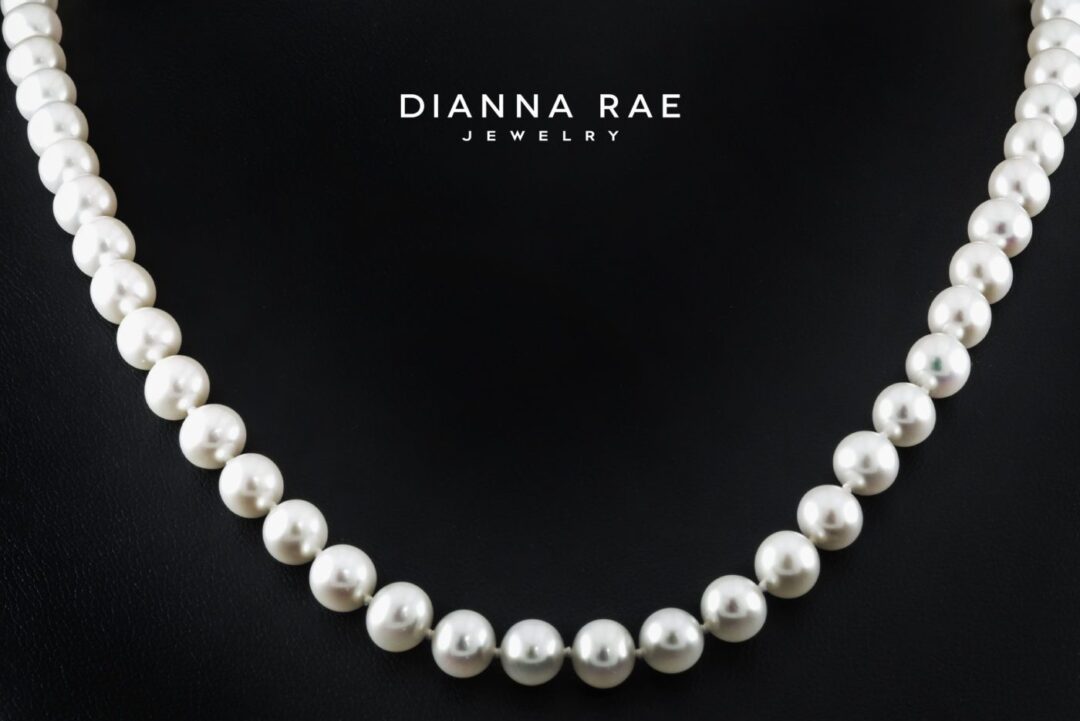 White Gold Freshwater Cultured Pearl Necklace 18"