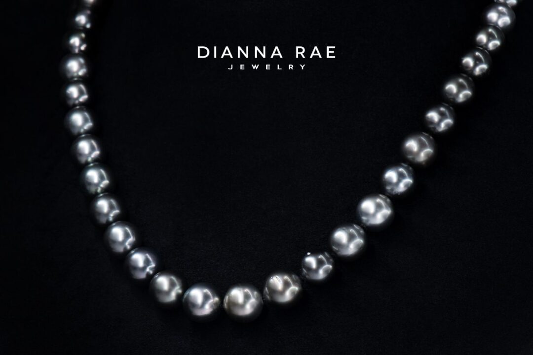16" Tahitian Black Pearl Strand Necklace with White Gold Clasp - Image 2