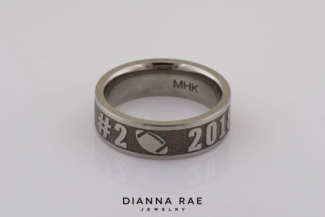 Titanium Engraved Ascension Football Class Ring