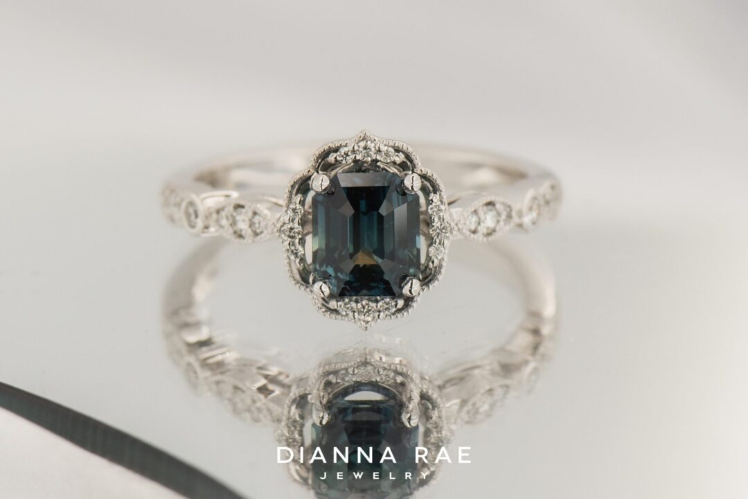 14k White Gold Daisy Petal Sapphire Ring - Image 3