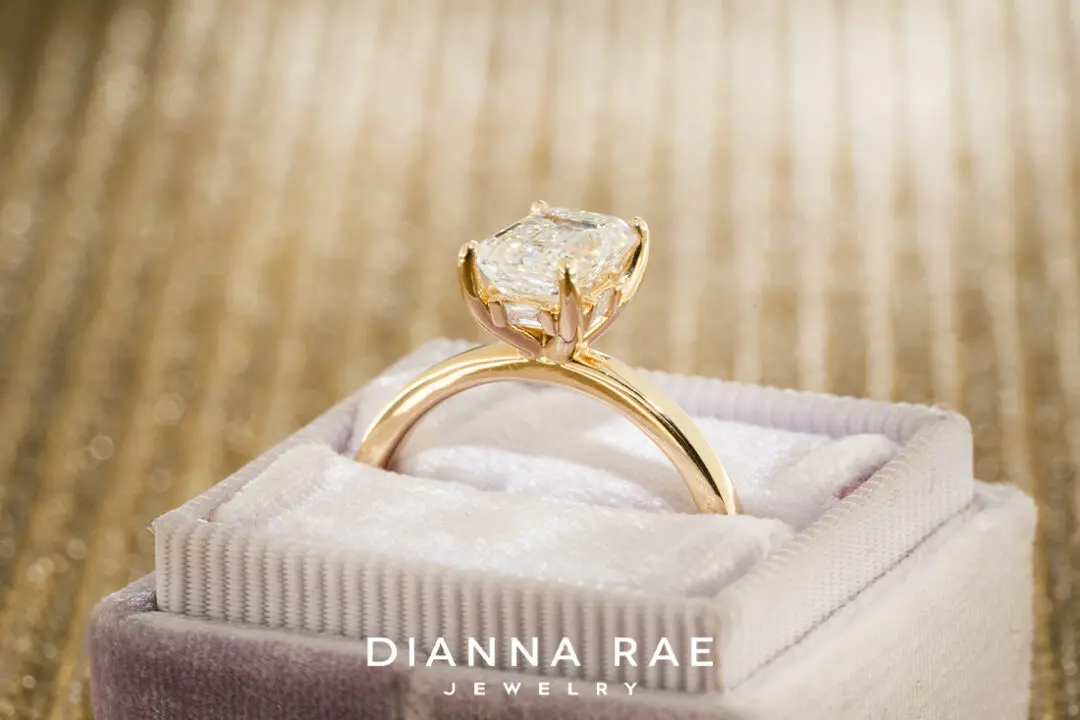 Emerald Cut Diamond Ring With Baguette Hidden Halo - Image 2