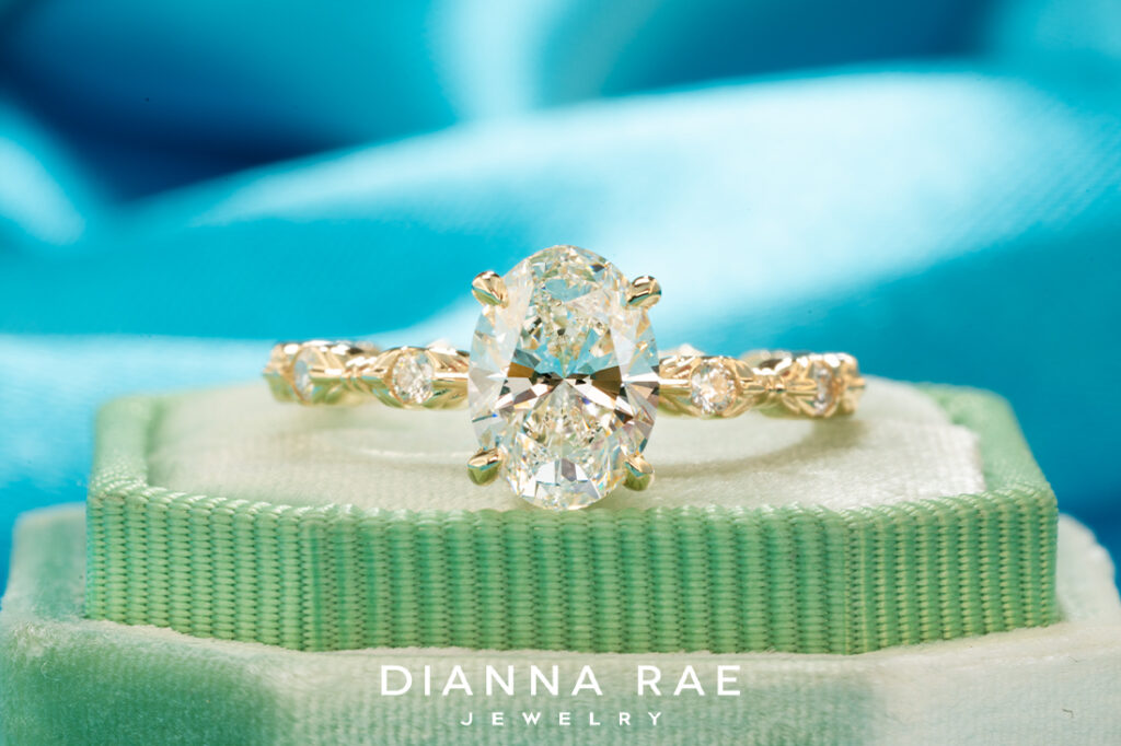 Oval Diamond Ring with Diamond Accented Band