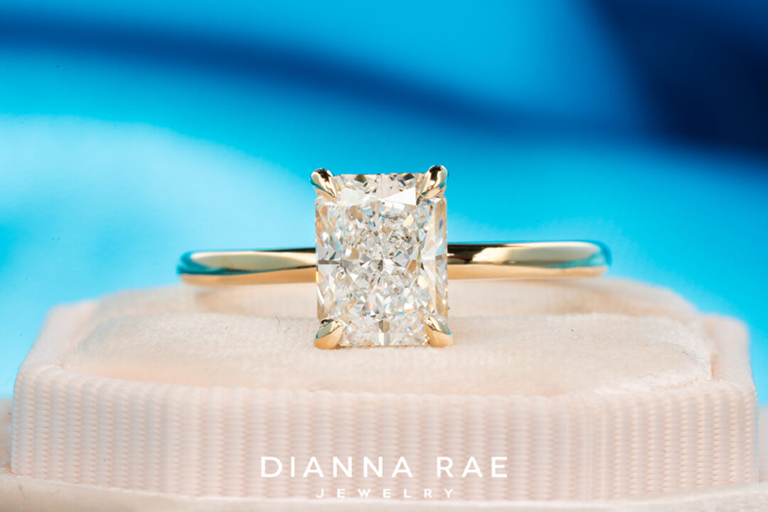 Engagement Ring with Diamond Accented Hidden Halo